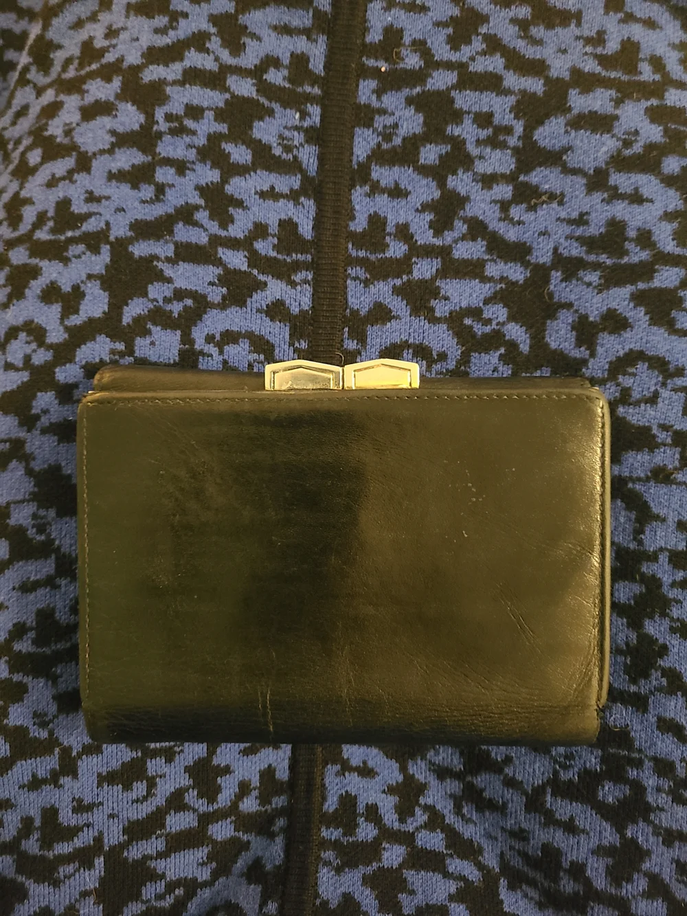 Yves Saint Laurent Black Leather Wallet with Silver Logo